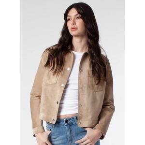 Nine West Womens Buttery Leather 5 Button Camel Tan Lined Jacket w Pockets Small